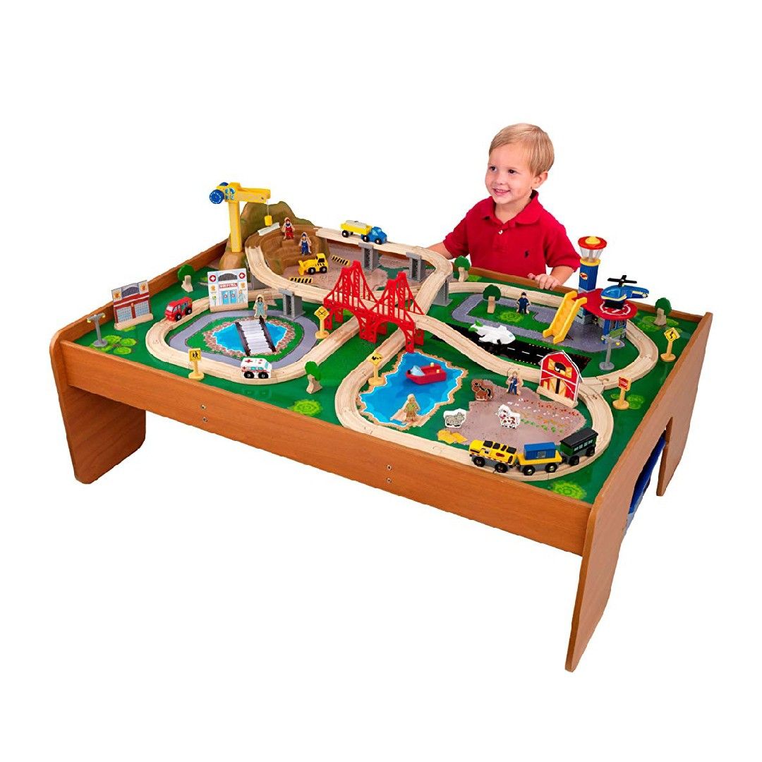 KidKraft Wooden Play Table Train Table