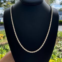 New Jewelry .925 sterling silver Rope link chain necklace 22” 3.30mm