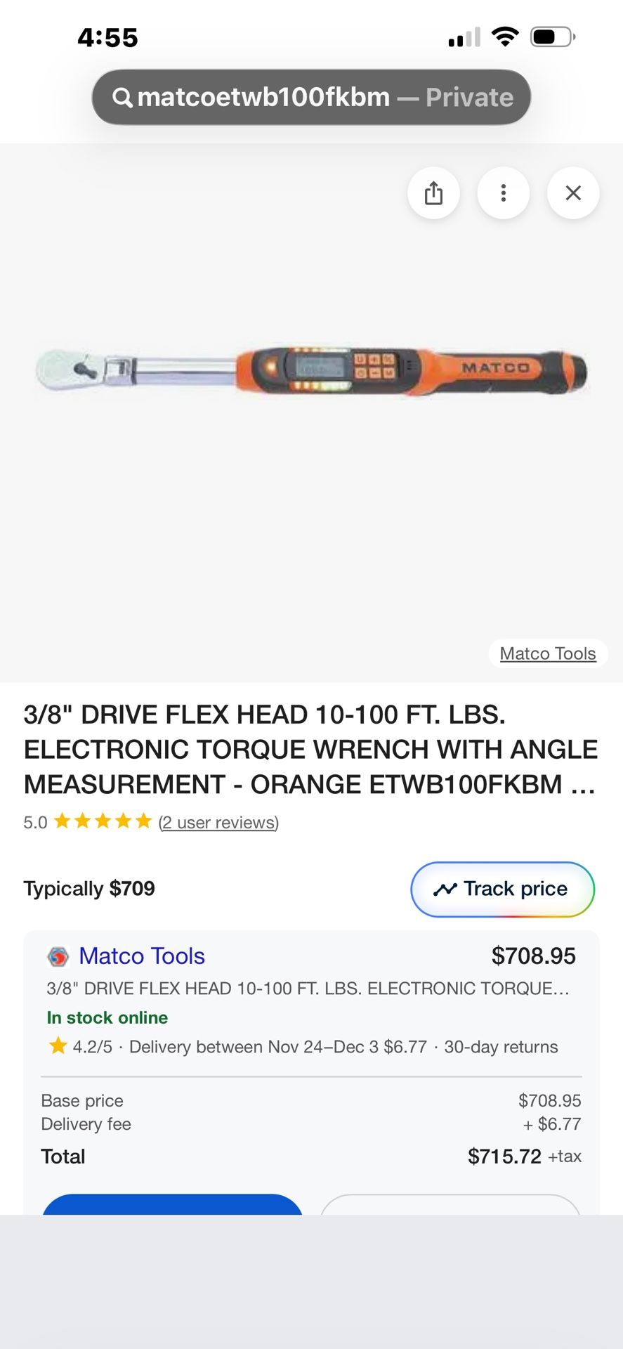 Matco 3/8” Digital Torque Wrench With Flex Head