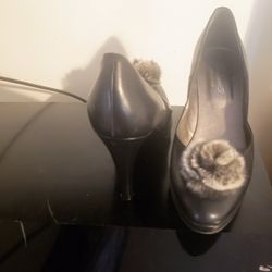 Carisma fur leather black high heels