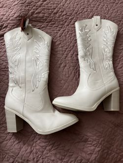 MIA Taley White Western Cowboy Boots – Women’s Size 9