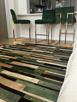 EVERYTHING MUST GO Emerald Green & Gold Rug (Green Decor)
