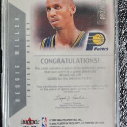 REGGIE MILLER WITH GAME WORN JERSEY