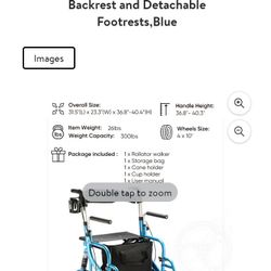 2 In 1 "Oasis Space" Wheel Chair/walker Combo