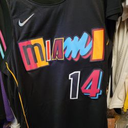 A detail of the new Miami Heat 'Miami Mashup' uniforms during the