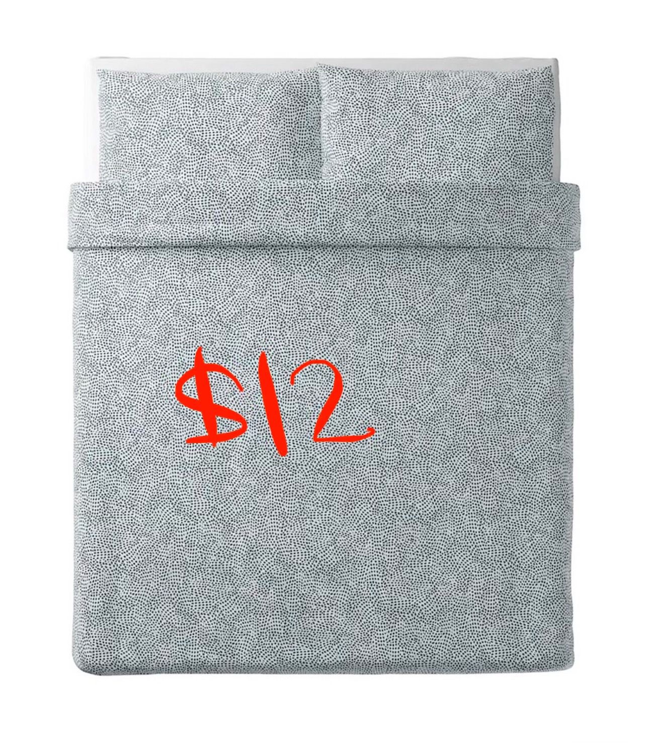 New ikea blue/white queen/full duvet set $12