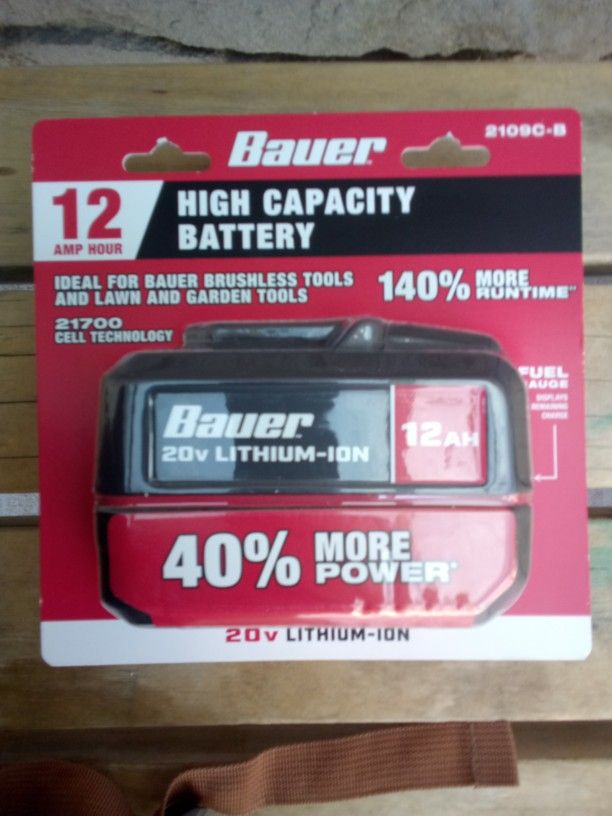 BAUER 20V 12 Ah High-Capacity Lithium-Ion Battery