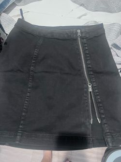 Free people black denim skirt with zipper slit