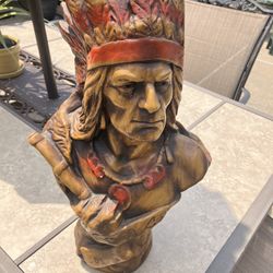 VINTAGE CHALKWARE NATIVE AMERICAN Bear INDIAN CHIEF STORE BUST Early 1900s