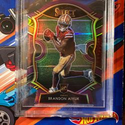 2020 49ers BRANDON AIYUK ROOKIE PRIZM PURPLE DIE-CUT BECKETT GRADED MINT 9