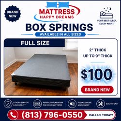 Full Box Spring | Heavy-Duty Wood & Steel Construction | Factory Sealed, Never Used | Low Profile & Standard | Delivery Available