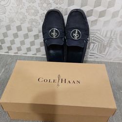 COLE HAAN Blue Leather SADIE DECONSTRUCTED Elasticized Driving Moc ，size 6