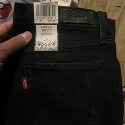Women’s Levi’s 421 Skinny Denim Dark Blue Jeans Size 25