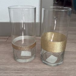 Gold Laced Vases For Centerpieces, Flowers Or Decor