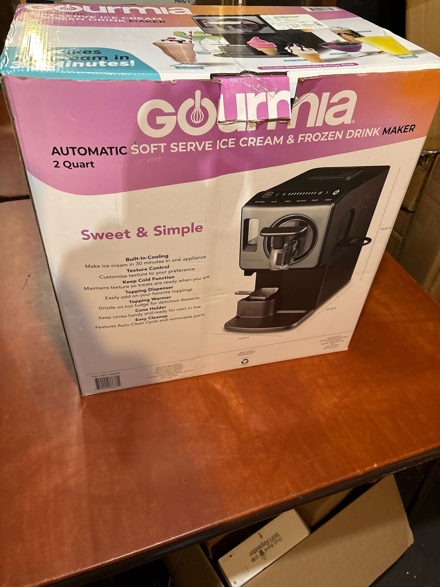 GOURMIA Soft Ice Cream and Smoothie Maker 1.9 L 6 Preparation Modes Grey and Black Electric