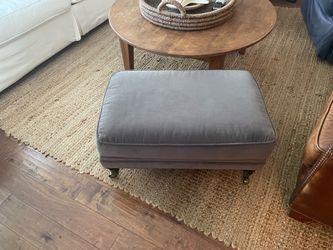 Lee Industries gray velvet ottoman footstool