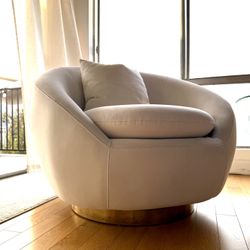 Cream Velvet Swivel Chair