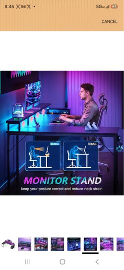 Brand New L-Shaped Gaming Desk – Reversible – LED Lights & Power Outlets