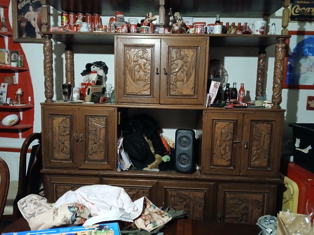 Wooden Carved Entertainment Center