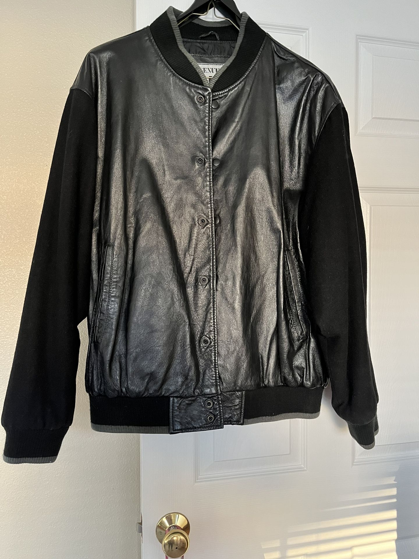 Amati Genuine Leather Jacket/Wool Sleeves & Collar