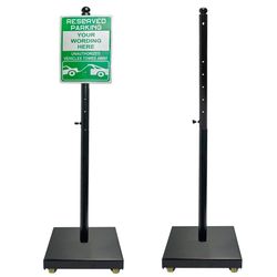 ICITYWALL 2 Pack Portable Sign Post With Wheels, 14" Dia Iron Square Base, 60" Tall, Heavy Duty Pedestal Post Holder For No Parking Street, Handicap P