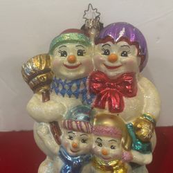 Christopher Radko Portrait Snowman Family Blown Glass 