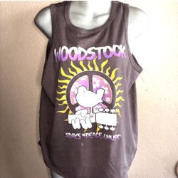 Medium Woodstock 3 Days of Peace and Music brown and purple cotton tank top