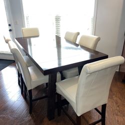 Dark Wood Counter Height Dining Table Set w/ Leaf  – Seats 6–8- Rooms To Go