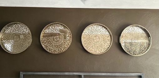 Set of 4 Mirrored Filagree wall Medallions