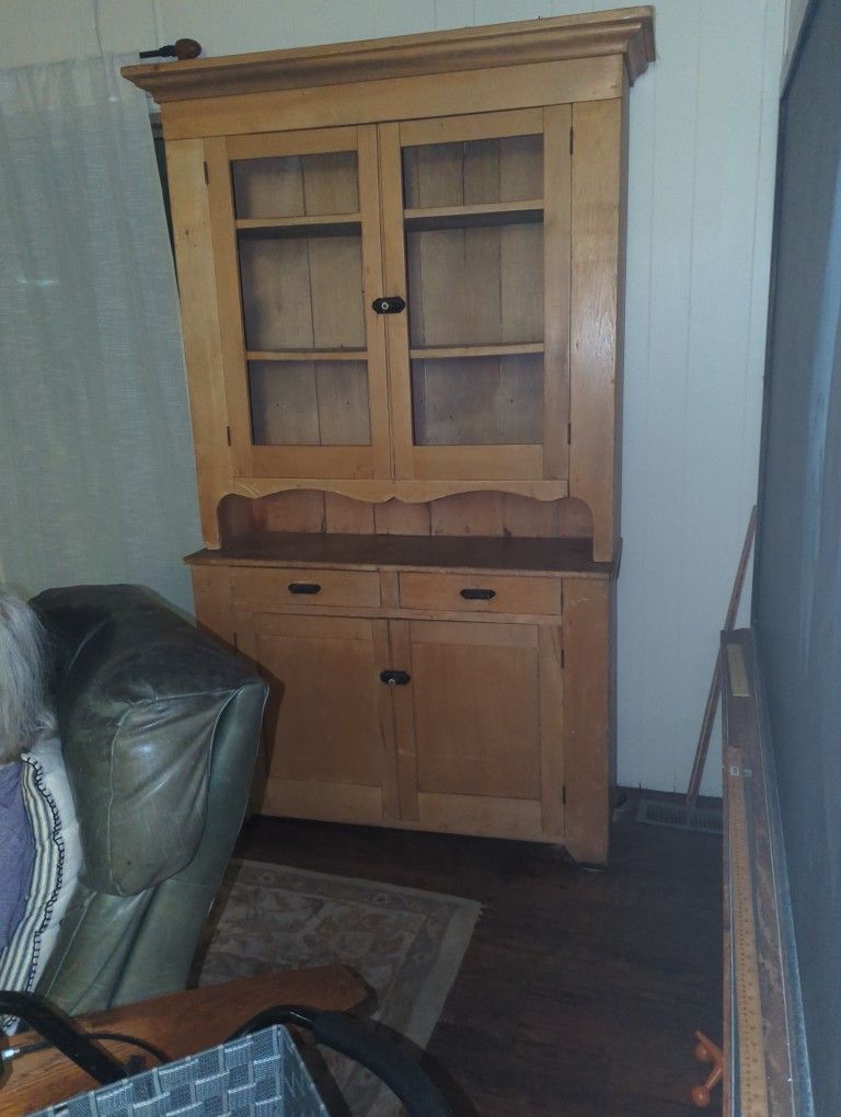 Antique hutch antique pine awesome wormholes me up okay