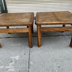 Pair Of Solid Oak End Tables 