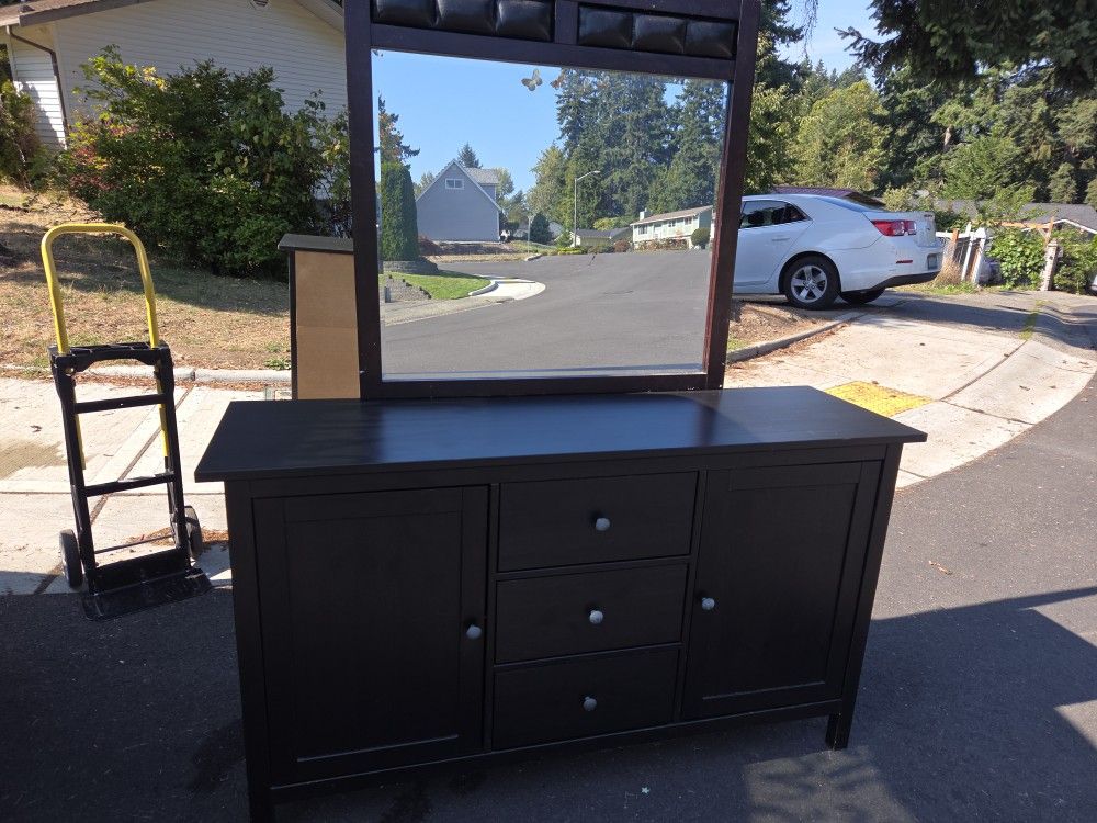 Beautiful Black Ikea Hemnes Dresser With Mirror.  Delivery Available For An Extra Fee 