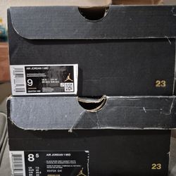 Nike Jordan 1 Mids 8.5 Black And 9 Royal Blue