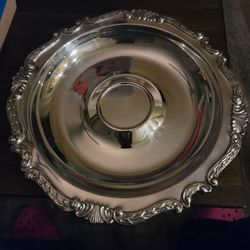Vintage Sheridan Taunton Silversmiths Round Silver Plated Serving Tray 12.5 inch

