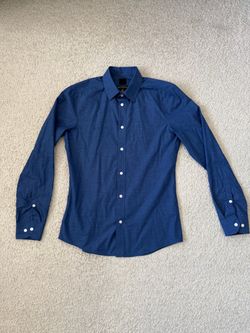 H&M Men's Slim Fit Button-Up Shirt – Blue Chambray – Size Small