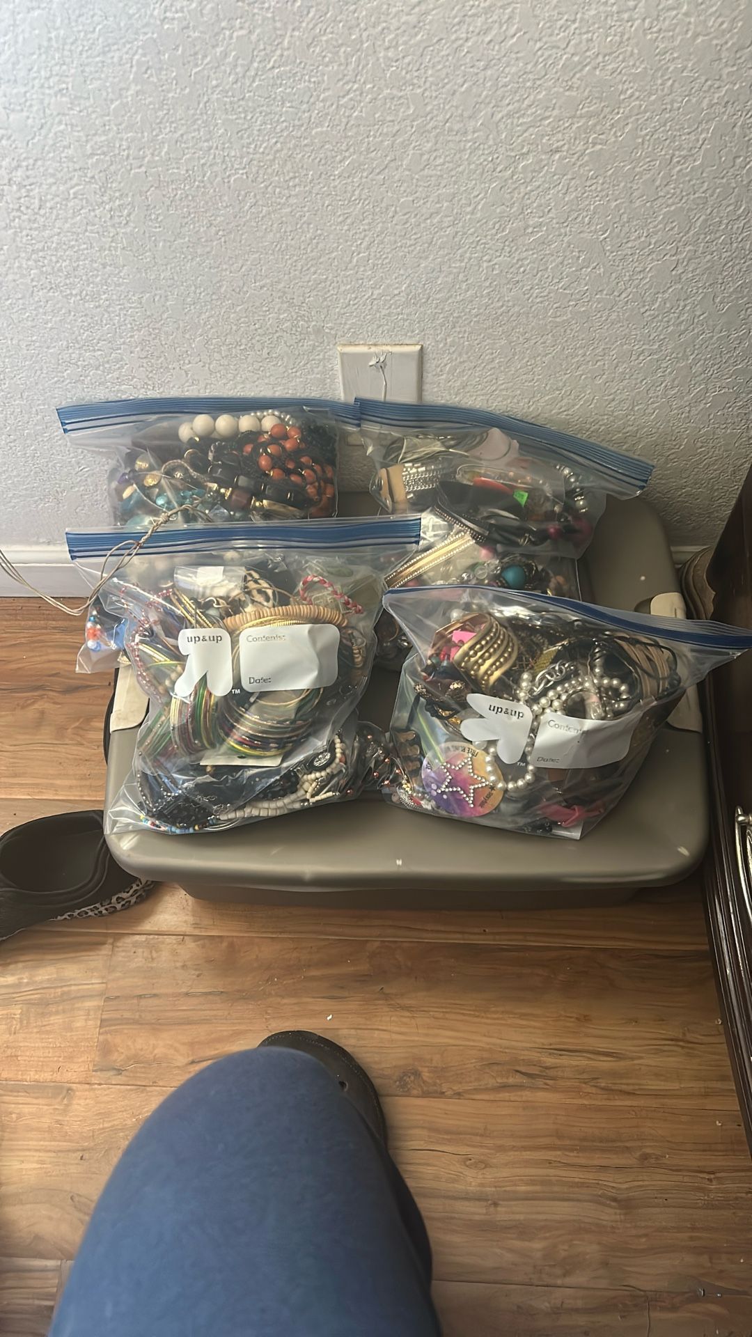 4 large bags of random costume jewelry