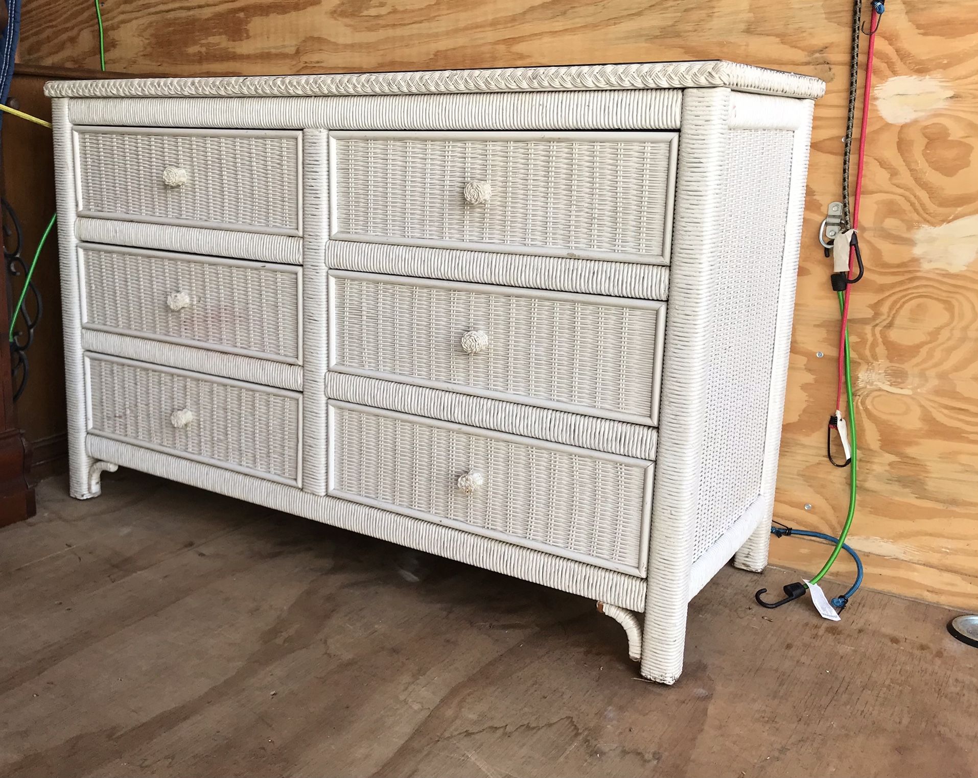 Vintage White Wicker Henry Link Lexington Double Dresser