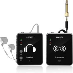 LEKATO Wireless in Ear Monitor System, MS-1 2.4GHz Stereo in-Ear Monitoring with Transmitter Receiver Clip On, One to Many, Auto-Pairing,Wireless IEM 