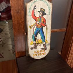 Antique Fireman O The Wooden Board  Vey Good Condition 