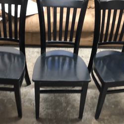 3 Black wooden chairs good condition