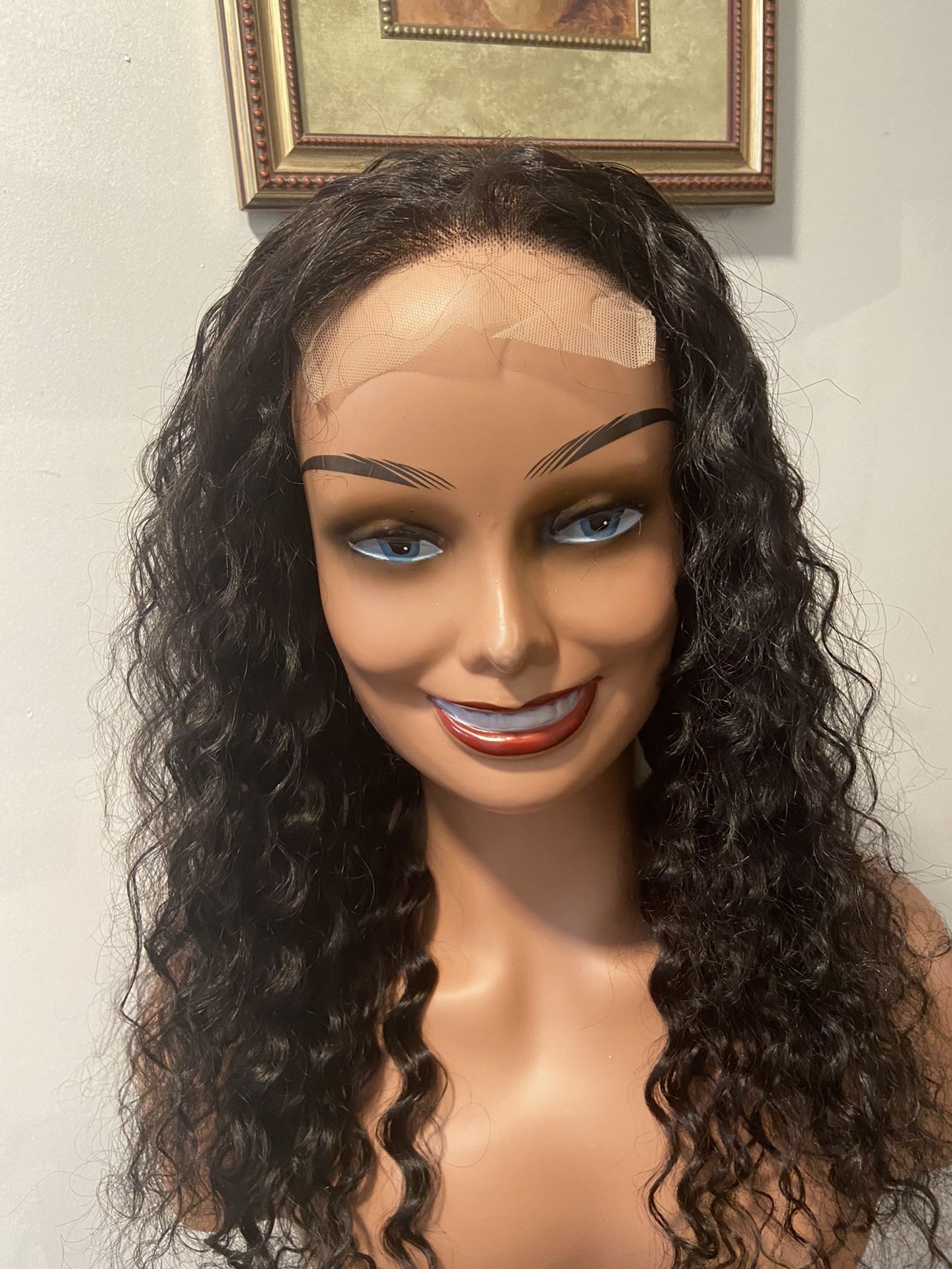 Black Lace Front Wig Water Wave Human Hair Wig For Women Curly Pre-plucked Wear Go Glueless 