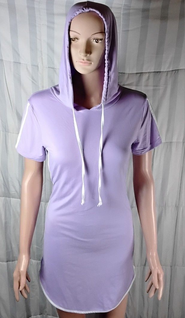 Hooded T Shirt Bodycon Dress Size Medium Mini True Rock