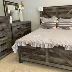 🌇ASK DISCOUNT COUPOn×New Furnitures queen king full twin bed dresser mirror nightstand options <wynnlow Gray Crossbuck Panel Bedroom Set 
