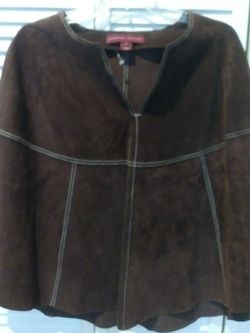 MARGARET GODFREY LEATHER SUEDE PONCHO - BRAND NEW!