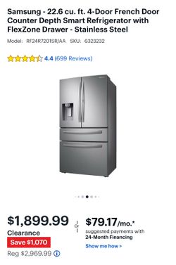 Samsung Stainless Steel French‑Door Refrigerator – $700
