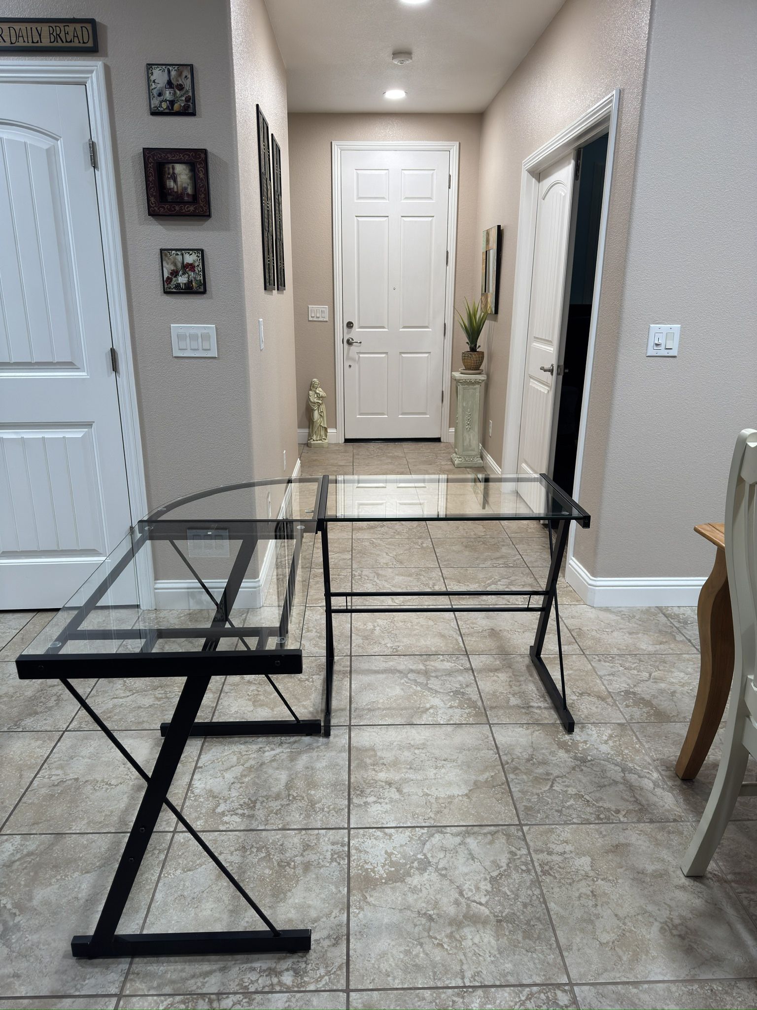 Glass & Metal L-Shaped Computer Desk