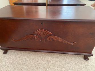 Vintage Carved Wood Cedar Chest