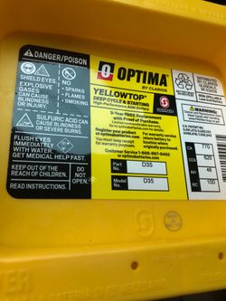 Optima D35 Yellow Top 12v Battery - Brand New