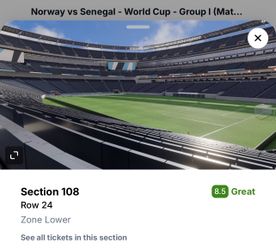 2 Norway vs Senegal World Cup Tickets