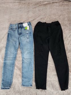 Bundle (2) Jeans Aeropostale Stretch Light Rinse size 2S, Black Jeans size XS